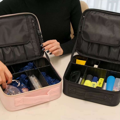 Органайзер бокс с зеркалом бьюти кейс косметичка чемоданчик сумка для хранения косметики и принадлежностей 26х23х10 см розовая