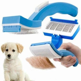 Щітка для тварин Pet Zoom Self Cleaning Grooming Brush, Бело-голубой