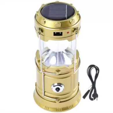 Кемпінгова LED лампа JH-5800T c POWER BANK Ліхтар ліхтарик сонячна панель, Золотий