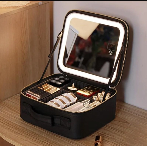 Дорожня косметичка-валіза з LED дзеркалом